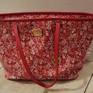 Michael Kors Red and White Floral Tote